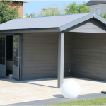 Abri Pool House em Compósito e Alumínio 6x3m – Espaço Relax & Armazenamento (Cinzento Claro)