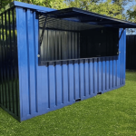 Container Bar Desmontável XL 4x2m – Quiosque Modular em Aço Galvanizado (Flat Pack para Eventos)